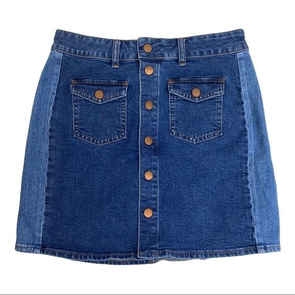 Madewell Two Tone Panel blue Jean Skirt size 28 - Picture 6 of 10